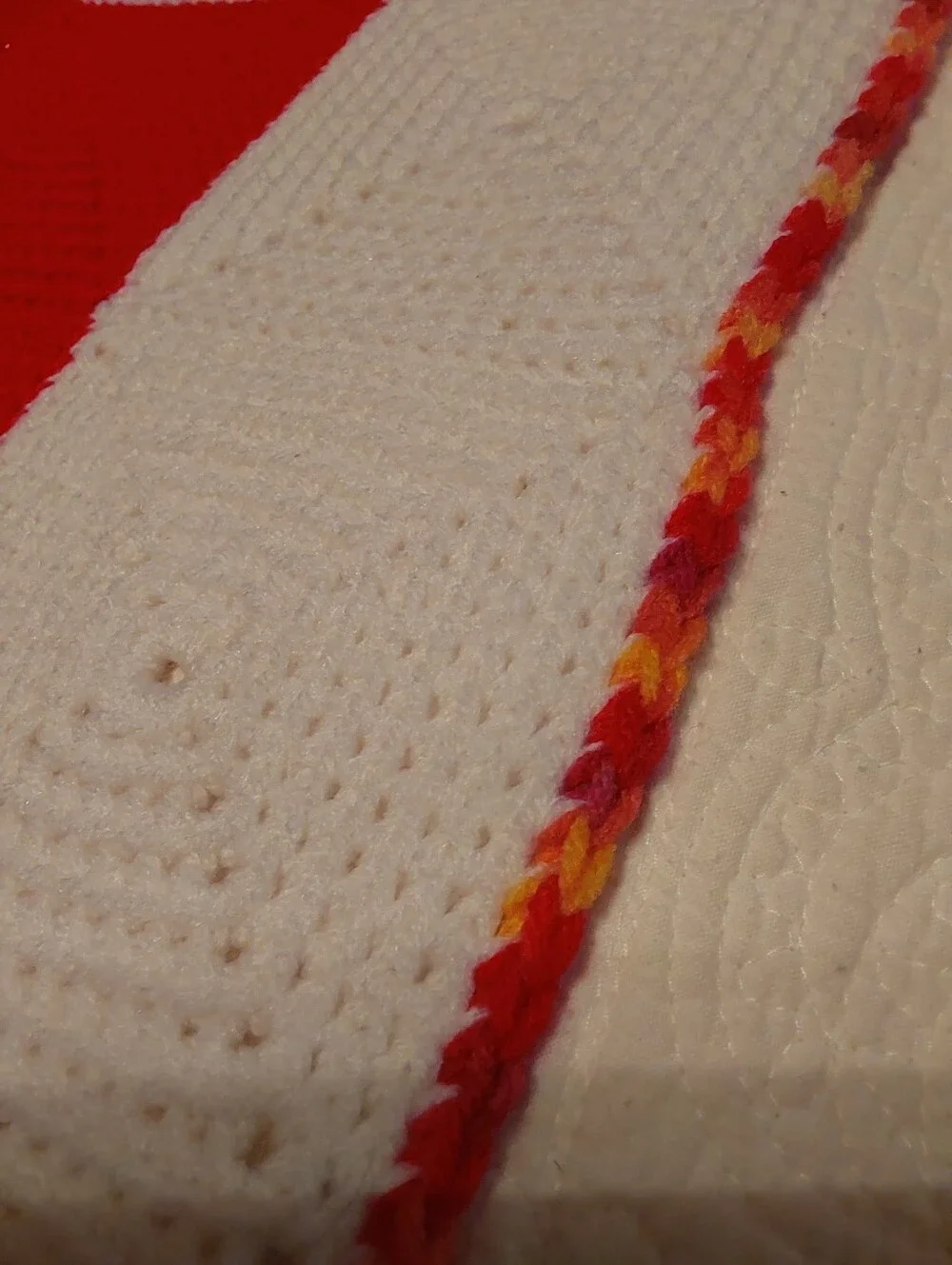 🌺 NEW Handmade Orange, Red & White Geometric Afgan/Bedspread